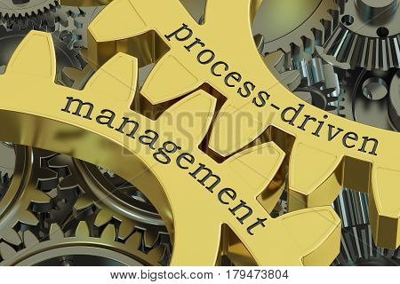 process-driven management concept on the gearwheels 3D rendering