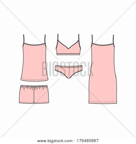 panties and bra, pajamas, home clothes. Set of lingerie,
