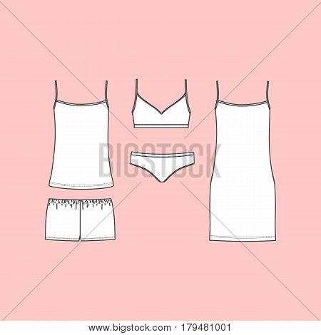 panties and bra, pajamas, home clothes. Set of lingerie,