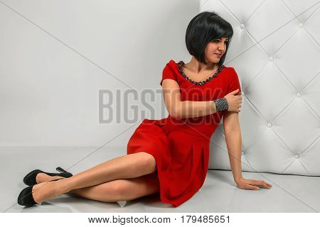 portrait of beautiful fashionable girl in the studio