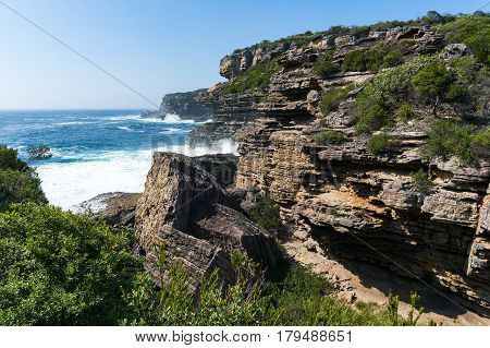 Rough Cliff With Rapid Ocean Waves Landscape