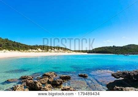 Tropical Beach Lagoon On Sunny Day