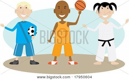 Niños jugando deportes
