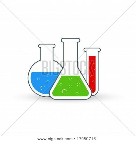 Сhemistry icon set. Vector illustration of icon beaker.