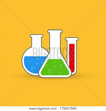 Сhemistry icon set. Vector illustration of icon beaker.