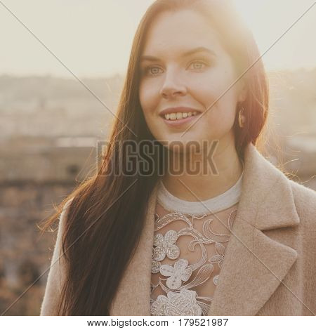 Young Happy Woman During Her Trip To Rome
