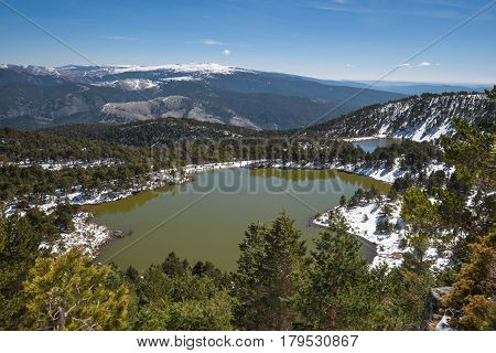 Winter Landscape Of Neila Lagoons Park In Burgos Demanda Mountain Range Castilla Y Leon Spain.