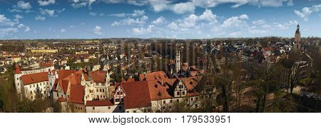 The Castle Glauchau in Germany aerial view historical