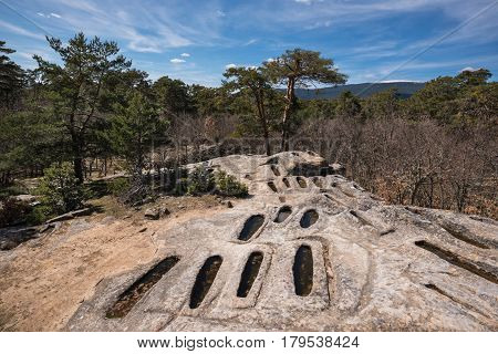 Cuyacabras Medieval Nineth Century Necropolis In Burgos Castilla Y Leon Spain.