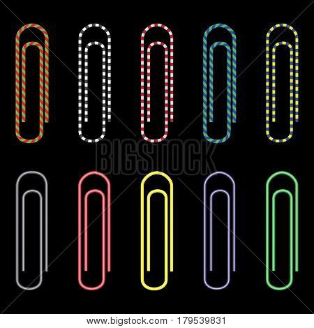 3D Set Photo Realistic Colorful Paper Clips
