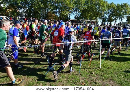 Verneuil sur Seine France - october 22 2016 : the second Championship of nordic walking of France