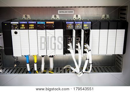 PLC programable logic controler,This picture show hard wiring communication socket connection during technician maintenance