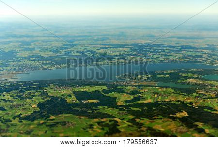 Aerial View Of Lake Ammer In Upper Bavaria, Germany.