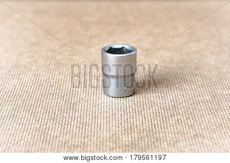 Hex head 15. Hex head for screwdriver. To tool loosening screws bolts and nuts. Picture for illustration a collage.