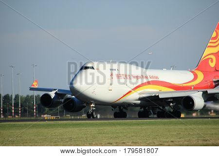 Amsterdam the Netherlands - August 18th 2016:B-2432 Yangtze River Express Boeing 747 taking off from Polderbaan Runway Amsterdam Airport Schiphol