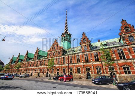 COPENHAGEN DENMARK - June 15: Borsen is a building in central Copenhagen Denmark. It was built by Christian IV in 1619 1640 and is the oldest stock exchange in Denmark 2012