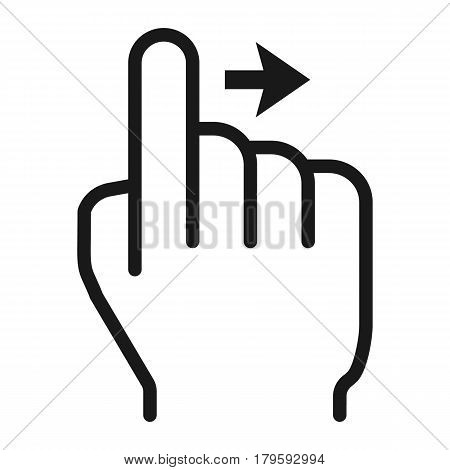 Swipe right line icon, touch and hand gestures, mobile interface and drag down vector graphics, a linear pattern on a white background, eps 10