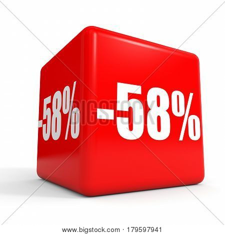 Fifty Eight Percent Off. Discount 58 %. Red Cube.
