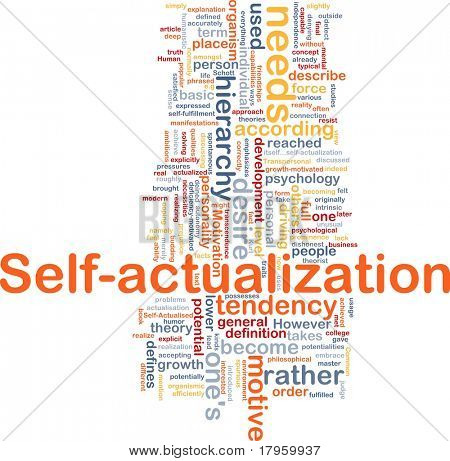 Bakgrunden koncept wordcloud illustration av självförverkligande