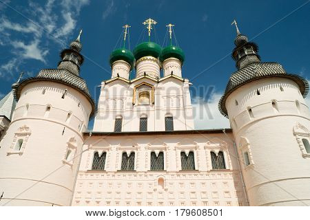 Rostov Kremlin, Russia. The ancient town of Rostov the Great is a tourist center of the Golden Ring of Russia.