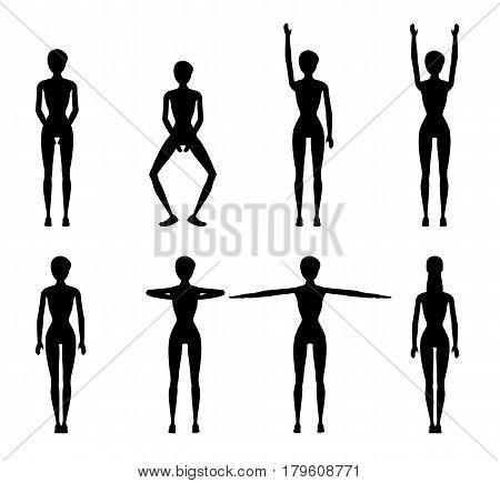Girl Dioing Exercise on White Background Vector Illustration EPS10