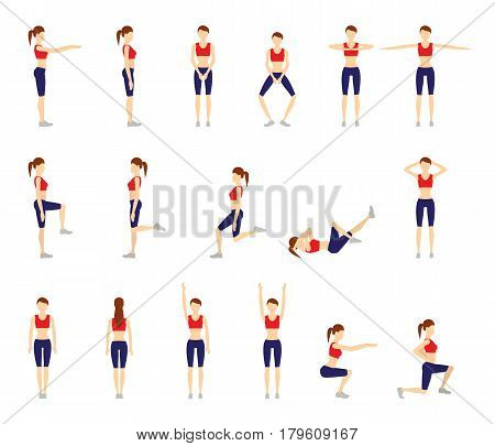 Girl Dioing Exercise on White Background Vector Illustration EPS10
