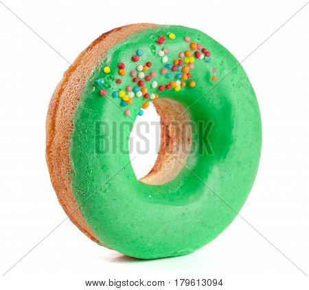 one glazed donut isolated on white background.