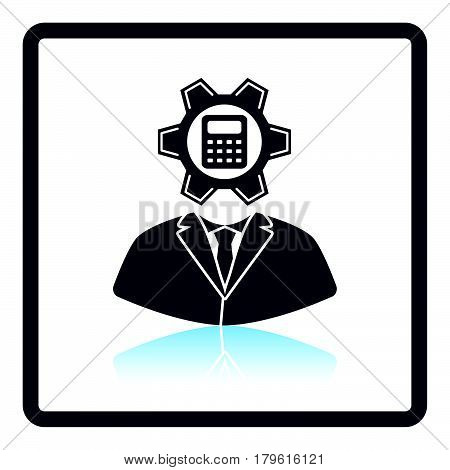 Analyst With Gear Hed And Calculator Inside Icon