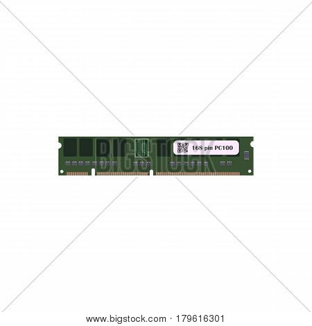 RAM 168 pin PC 100 on the white background. Vector illustration