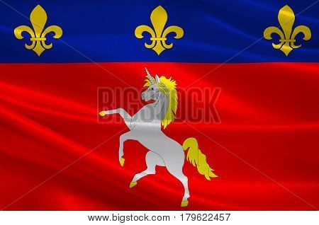 Flag of Saint-Lo is a commune in north-western France the capital of the Manche department in the region of Normandy. 3d illustration