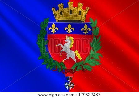 Flag of Saint-Lo is a commune in north-western France the capital of the Manche department in the region of Normandy. 3d illustration