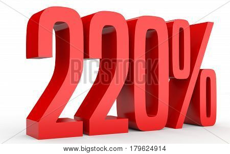Two Hundred And Twenty Percent. 220 %. 3D Illustration.