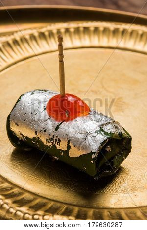 ready to eat Indian Sweet Masala Meetha Paan or Kolkata Meetha pan after lunch or dinner party