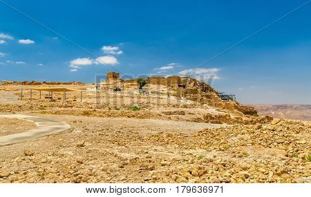 View on the ruins of the Masada fortress - the Judaean Desert, Israel