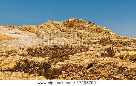 View on the ruins of the Masada fortress - the Judaean Desert, Israel