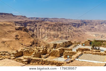 View on the ruins of the Masada fortress - the Judaean Desert, Israel