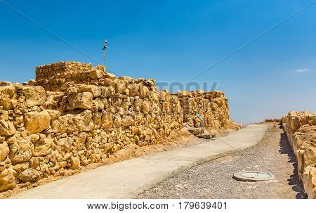 View on the ruins of the Masada fortress - the Judaean Desert, Israel