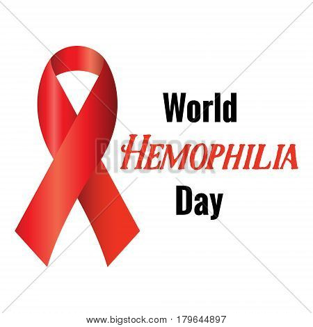 Realistic Red Ribbon To World Hemophilia Day.