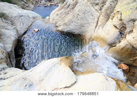 Waterfall on the rock, the view from the top.