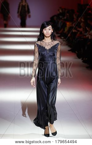 Kyiv, Ukraine - February 6, 2017: Models Walk The Runway During Fashion Show By A.m.g. Autumn/winter