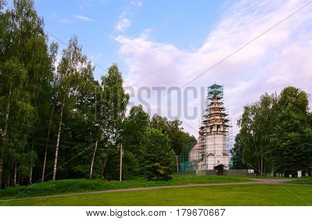Restoration of Cathedral of Assumption of Blessed Virgin on Cathedral Hill Ples Russia