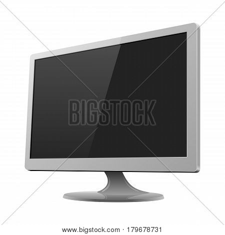 Personal computer noname monitor mockup on the white background. Silver display vector illustration