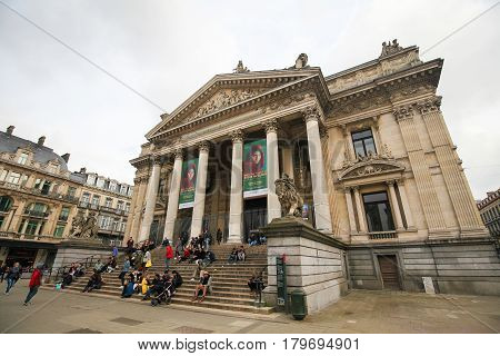 Brussels Stock Exchange Or Bourse In Brussels, Belgium