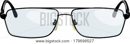 Black stylish reading glasses with transparent glasses. Front-view