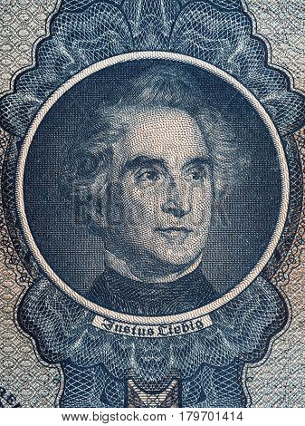 Justus von Liebig portrait from old German money