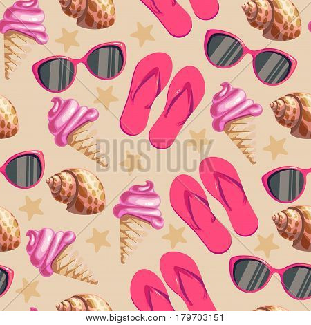 Vector beach pattern for summer. Seamless texture.