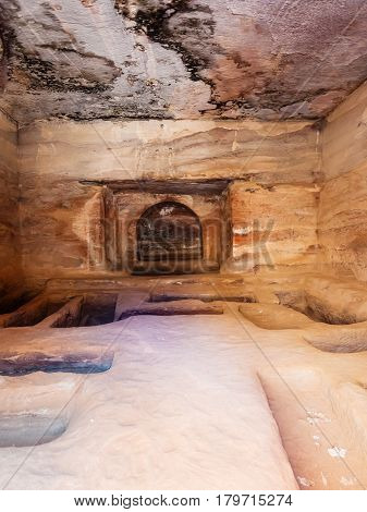 Interior Of Ancient Tomb In Petra Town