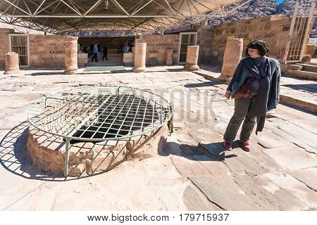 Tourists In Byzantine Church In Ancient Petra Town