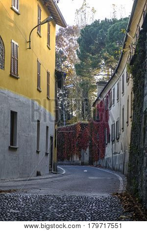Albiate (Monza Brianza Lombardy Italy): road of the old town with Villa Airoldi
