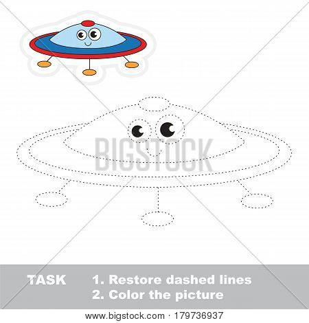 Funny Flying UFO Sauser. Dot to dot educational game for kids.